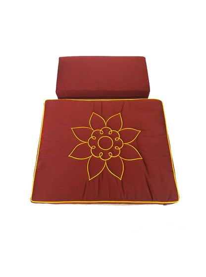 2-Pieces Medium Meditation Cushion with Lotus Embroidery