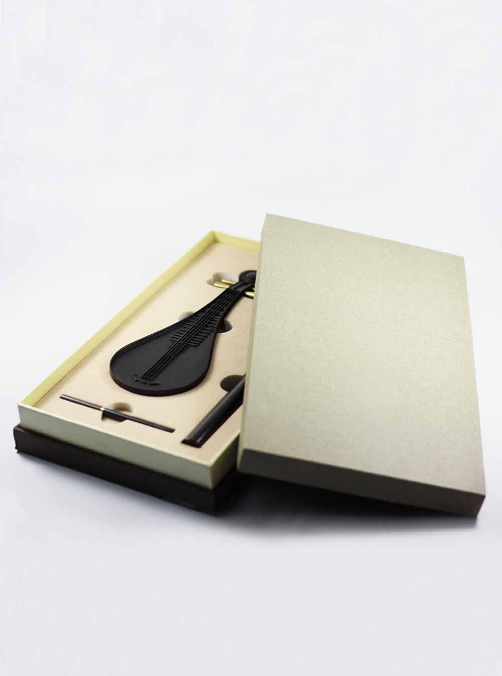 Black Wood Lute Incense Holder