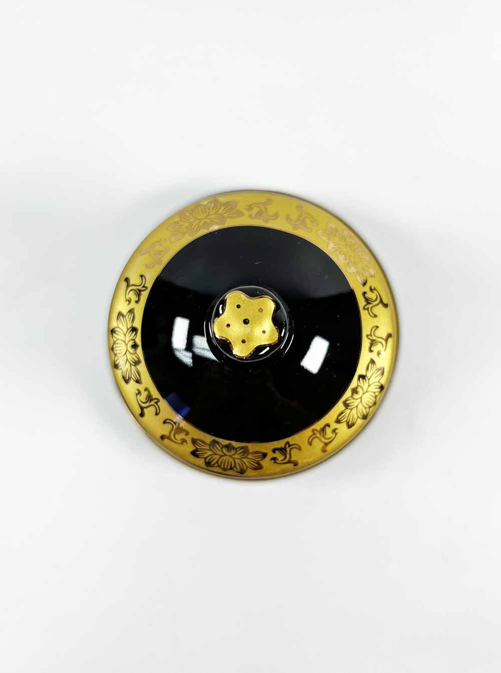 Black and Gold Great Compassion Mantra Offering Cup with Lid (Large)