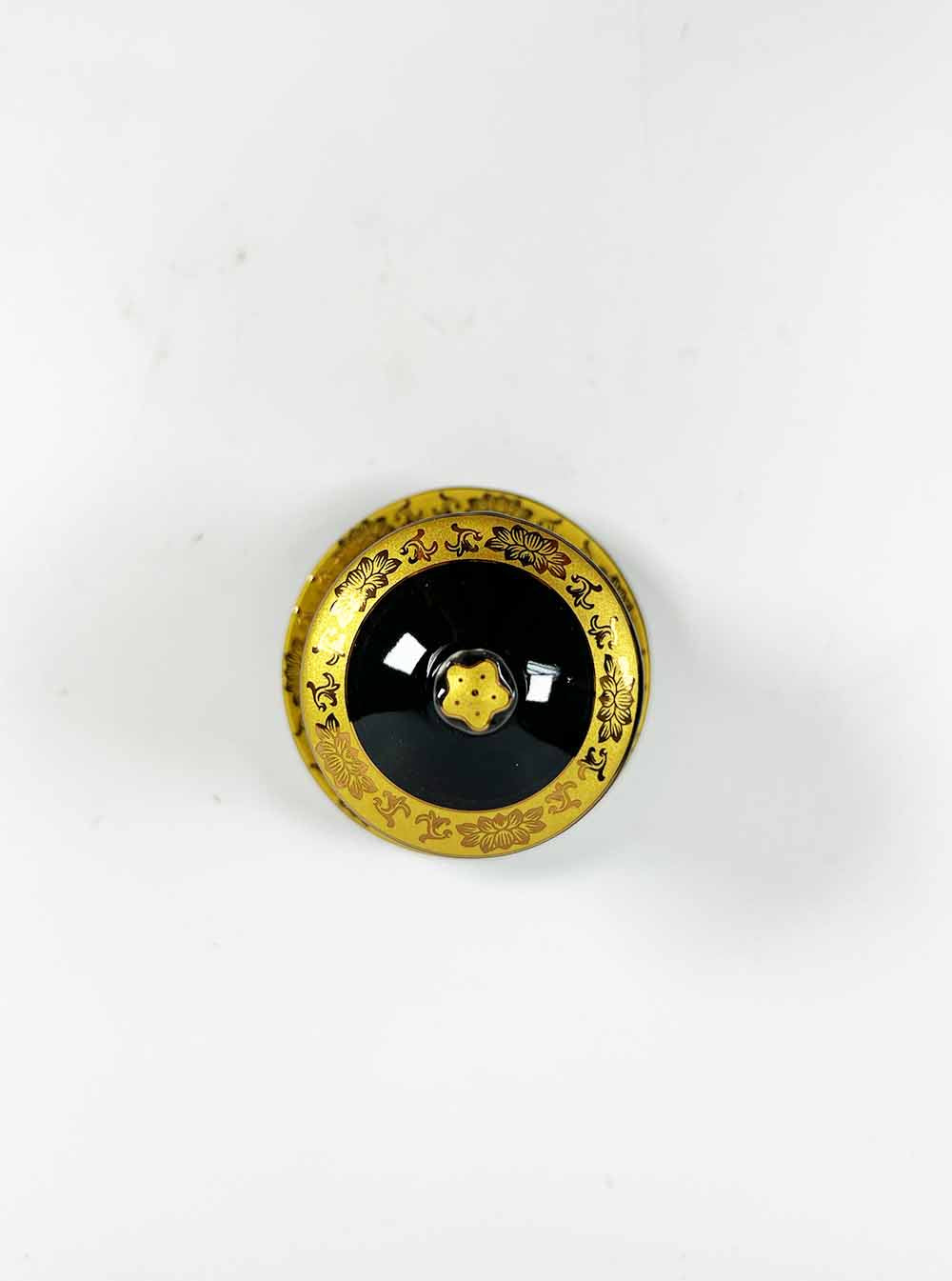 Black and Gold Great Compassion Mantra Offering Cup with Lid (Small)