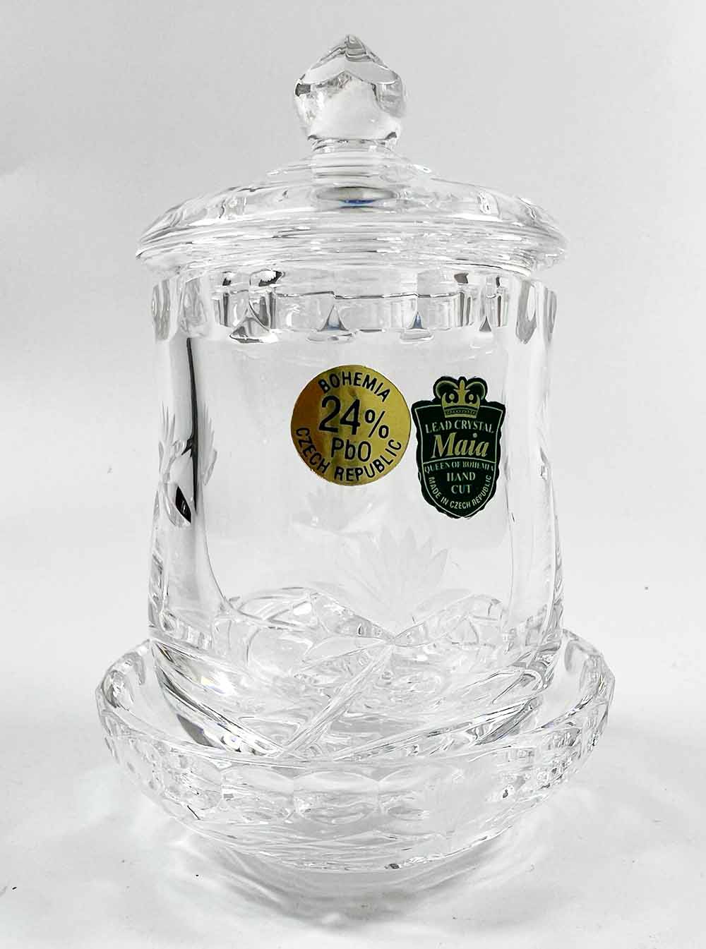 Bohemia Crystal Offering Cup with Lid and Plate 11.5cm