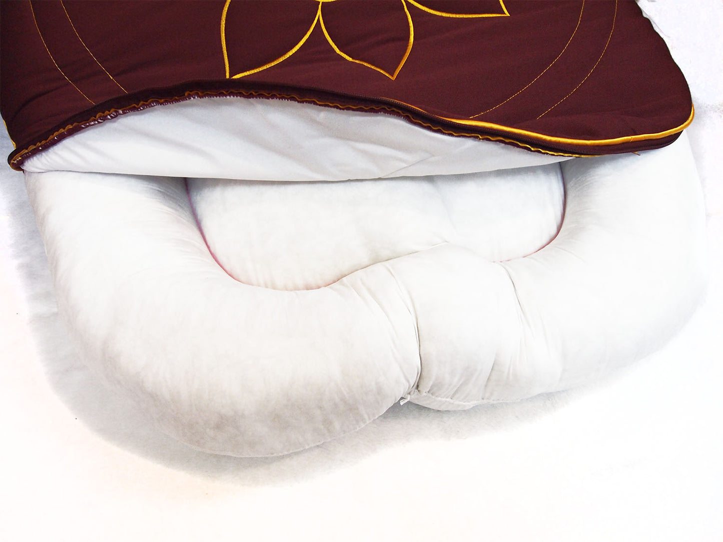 Circular 50% Herbs Cushion with Lotus Embroidery