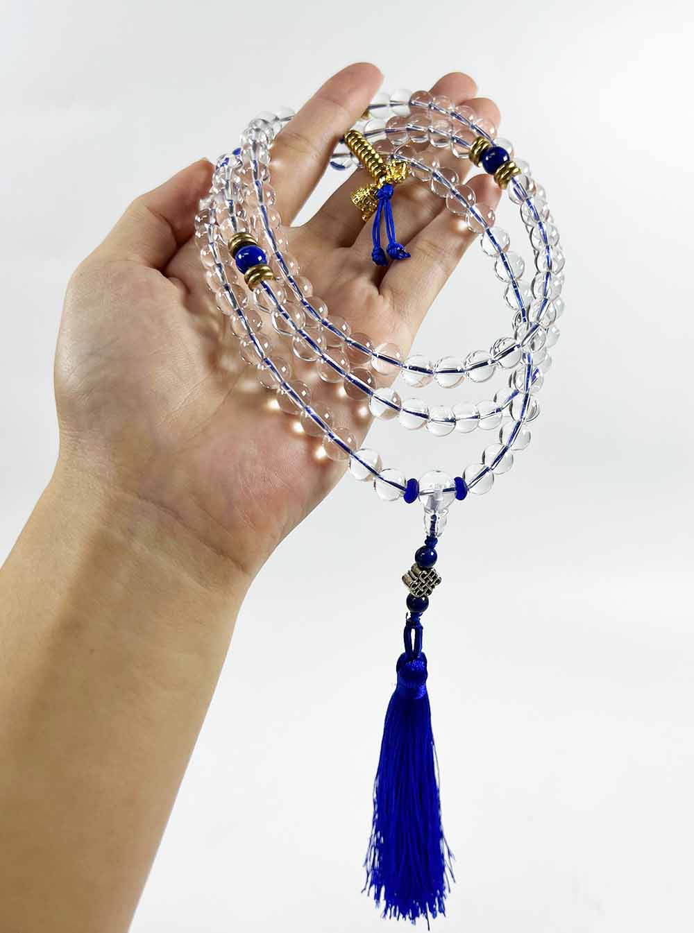 Clear Crystal Quartz Mala 108 Beads (8mm) with Counter