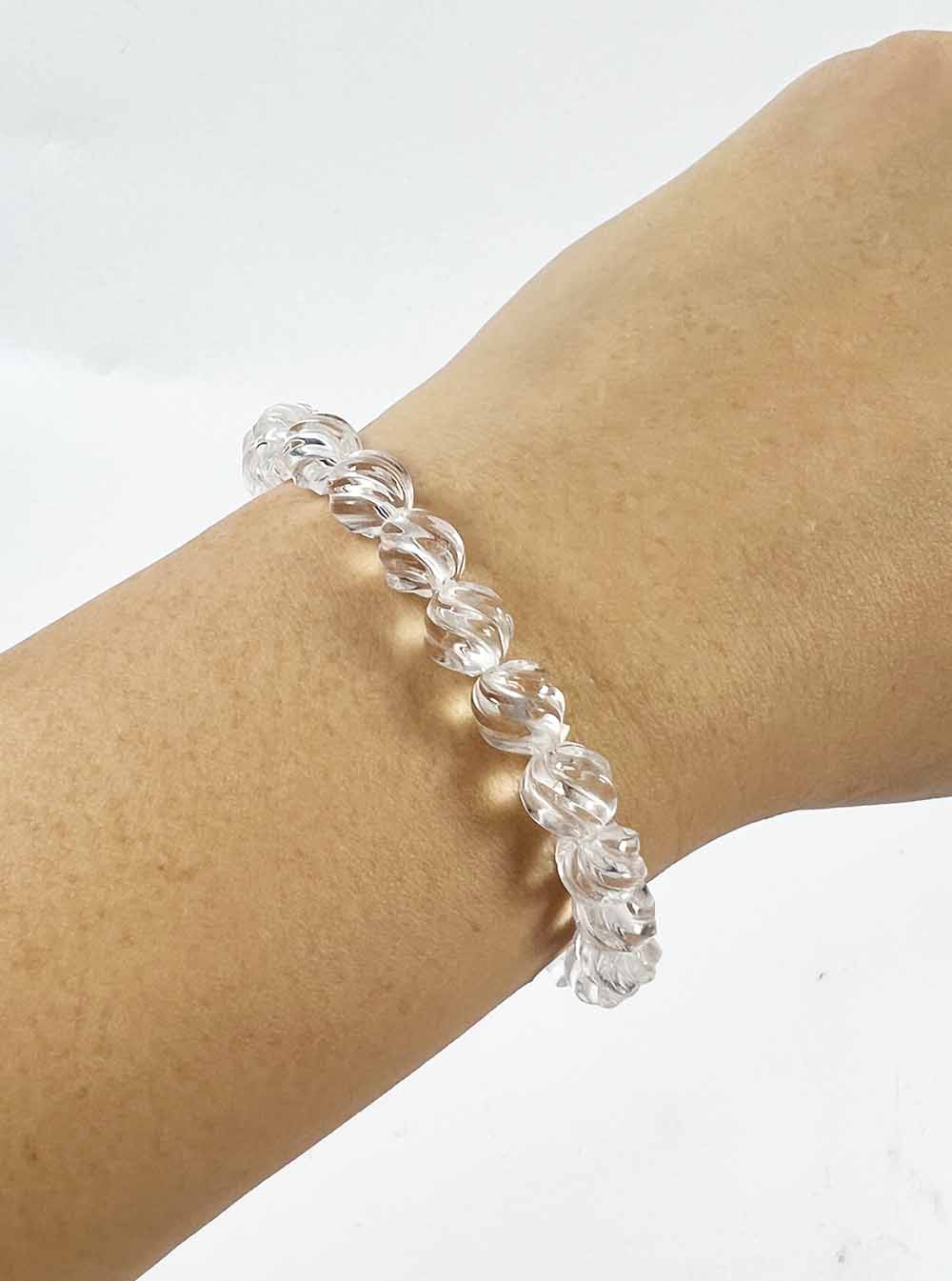 Clear Quartz Carved Beads Bracelet 8mm