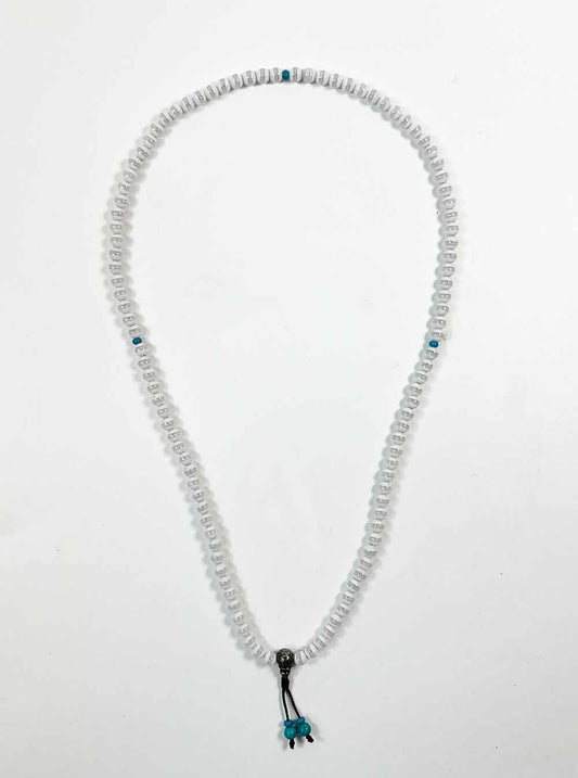 Dzi Agate White with Opaque Stripe Mala 108 Beads (6mm)