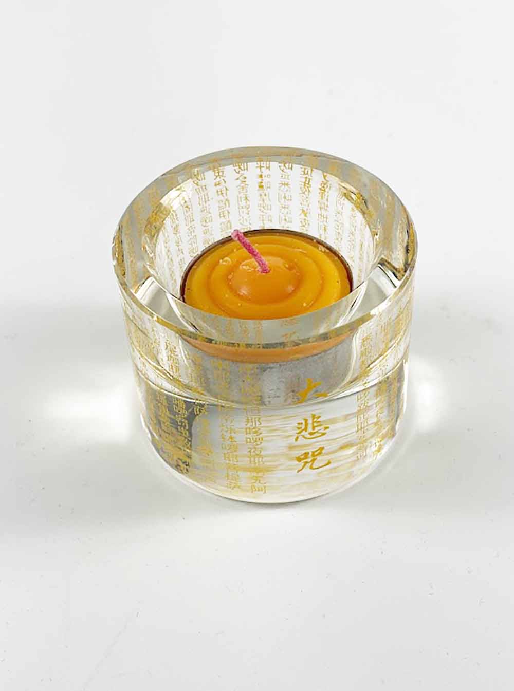 Engraved Great Compassion Mantra Crystal Candle Holder