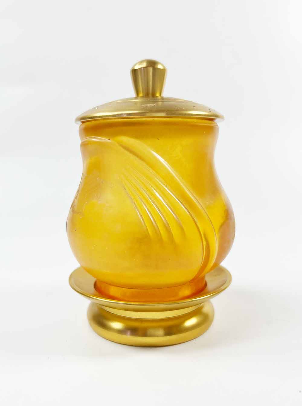 Glass Lily Pad Offering Cup in Amber