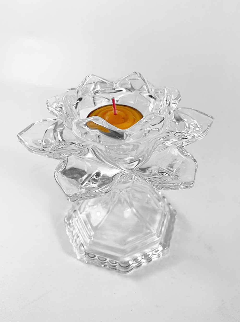 Glass Lotus Candle Holder with Stand