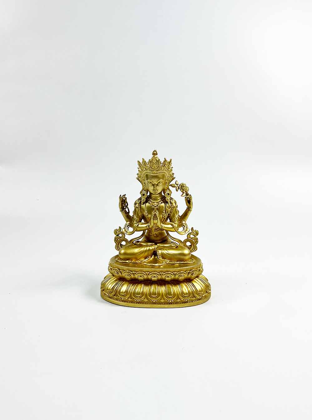 Gold-plated Four-Armed Avalokiteshvara Statue 10cm