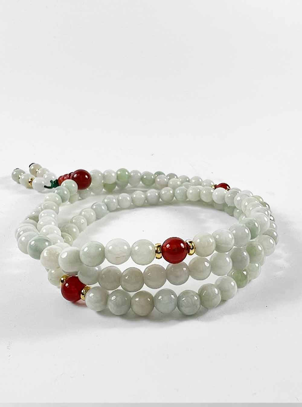 Green White Jade Mala 108 Beads (6mm)