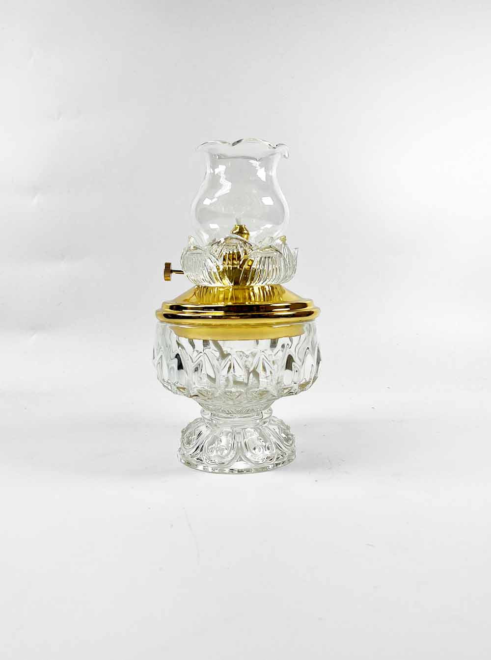 Lotus-shaped Oil Lamp with Gold Cover