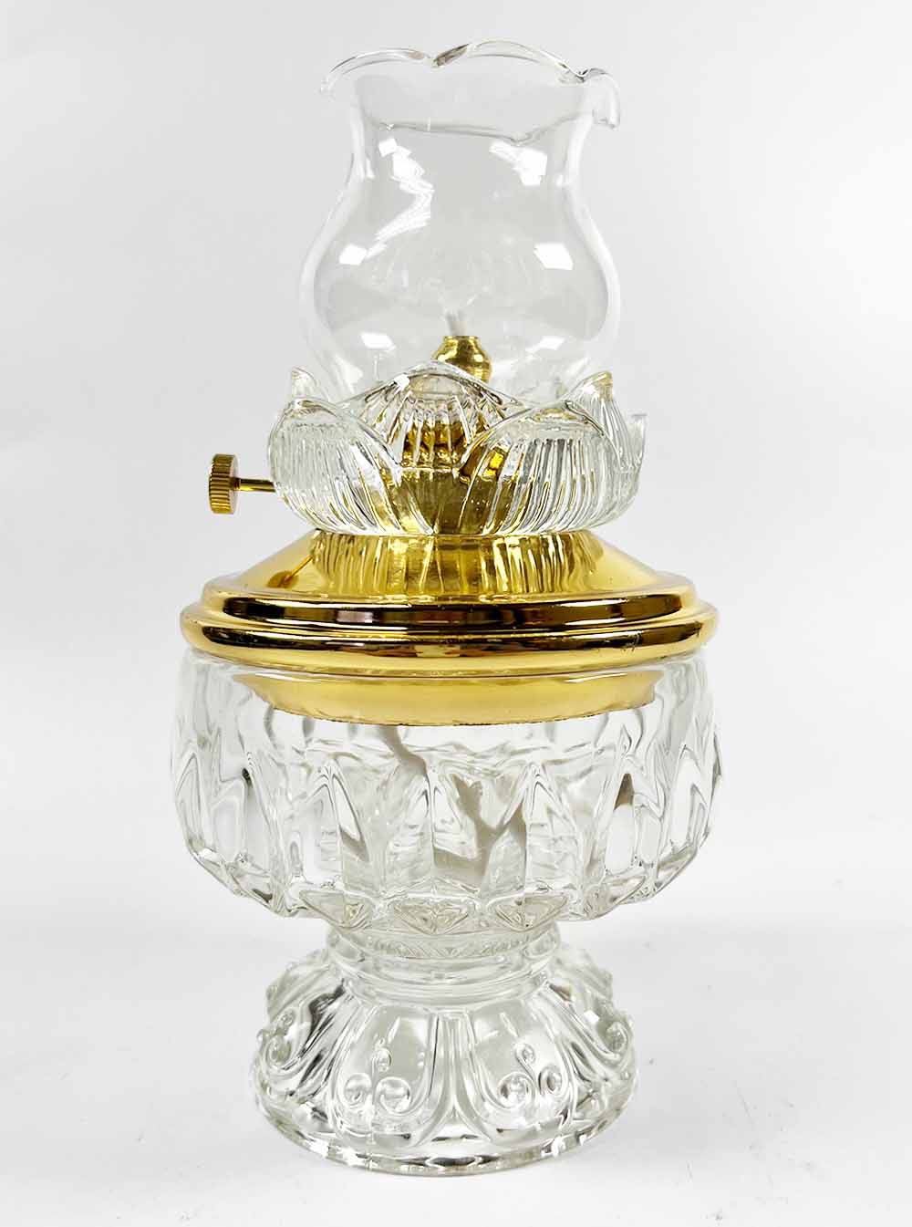 Lotus-shaped Oil Lamp with Gold Cover