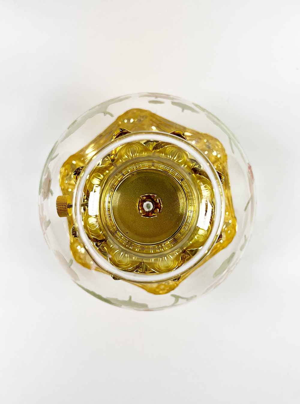 Printed Lotus Oil Lamp with Gold Stand