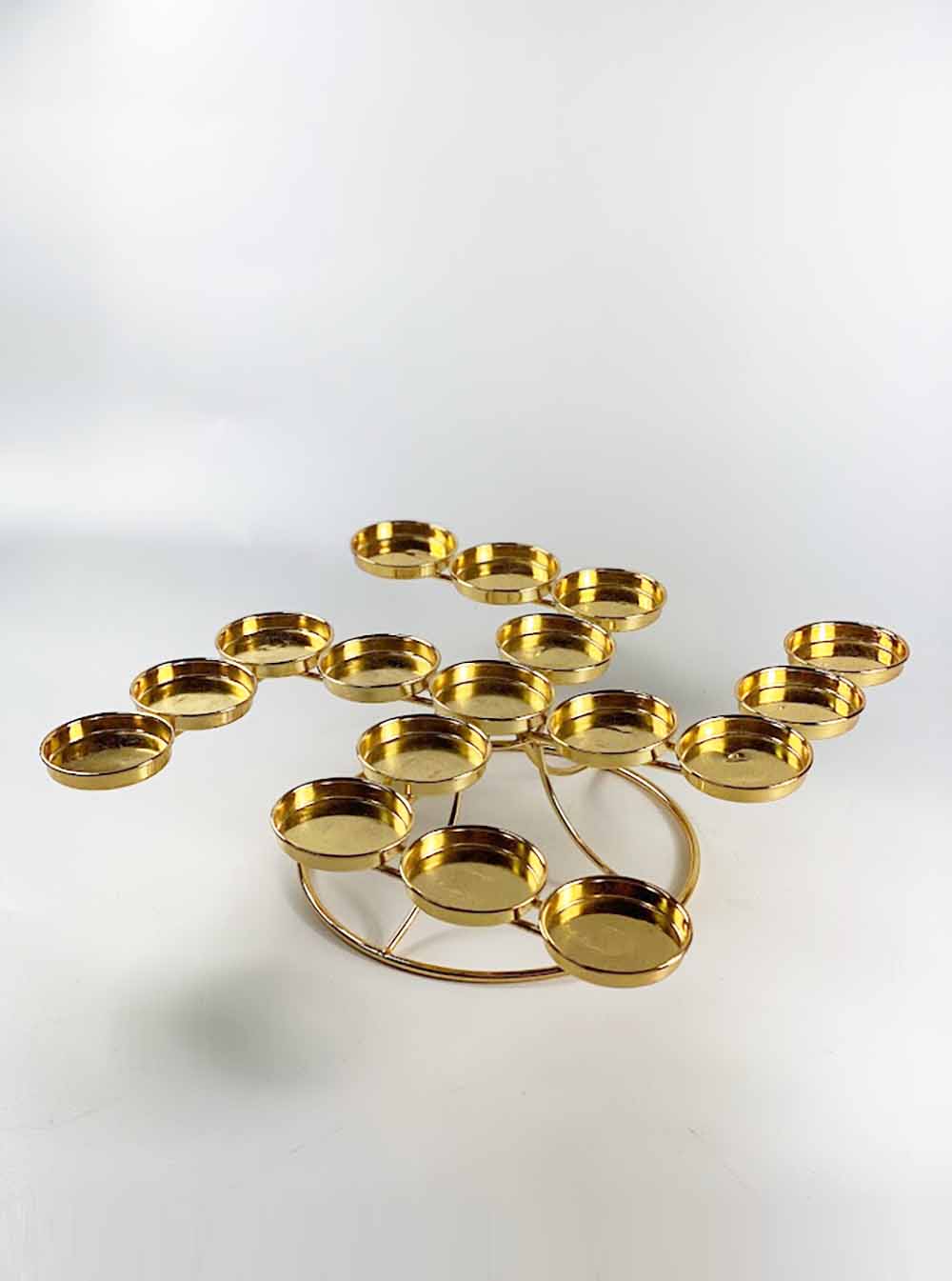 Buddhist Swastika Seventeen Candles Holder Stand in Gold