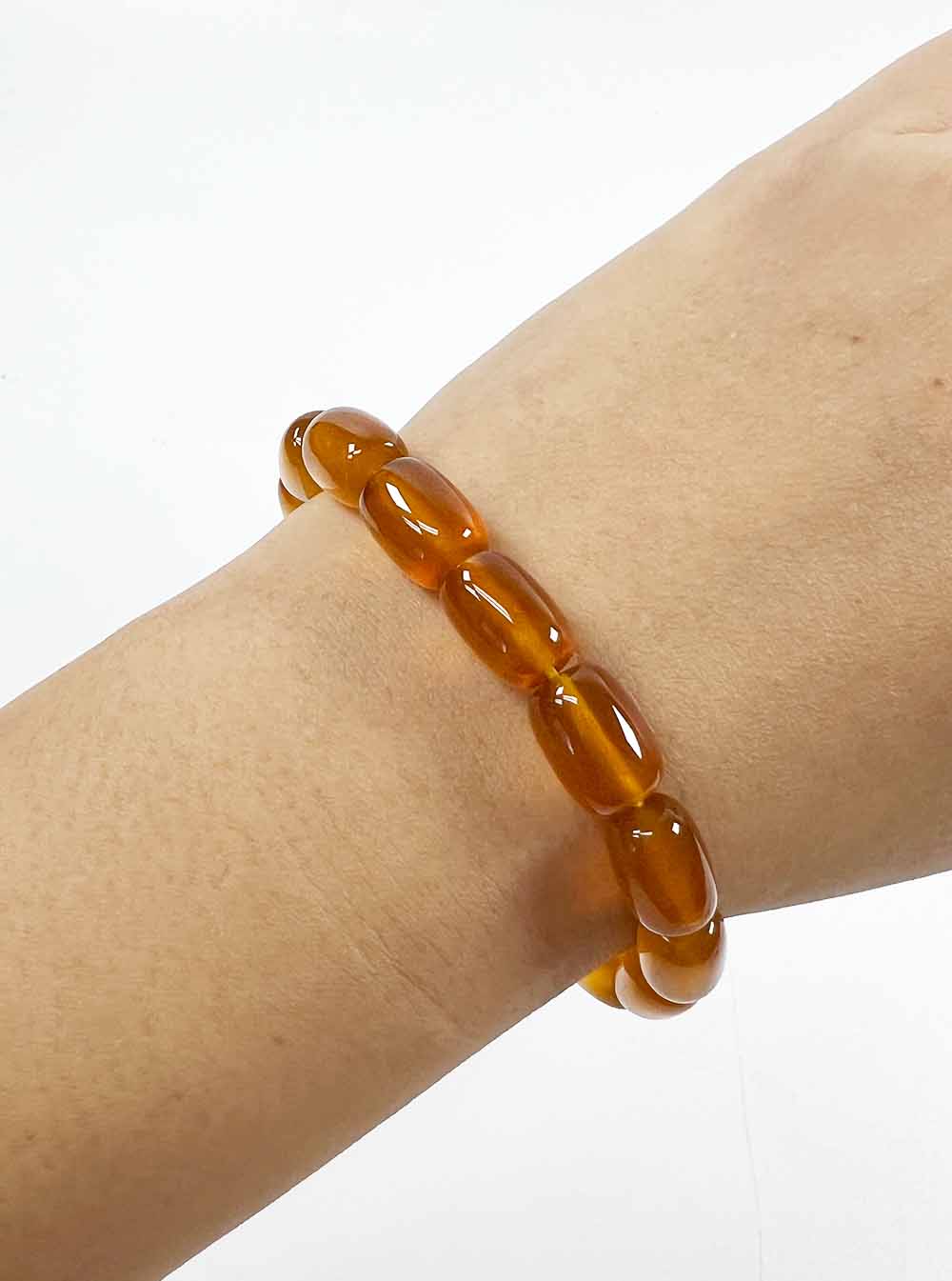 Yellow Jade Barrel-shaped Bead Bracelet