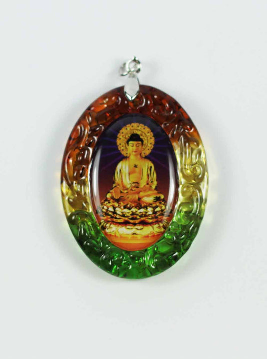 Amitabha Buddha Colour-glazed Glass Pendant