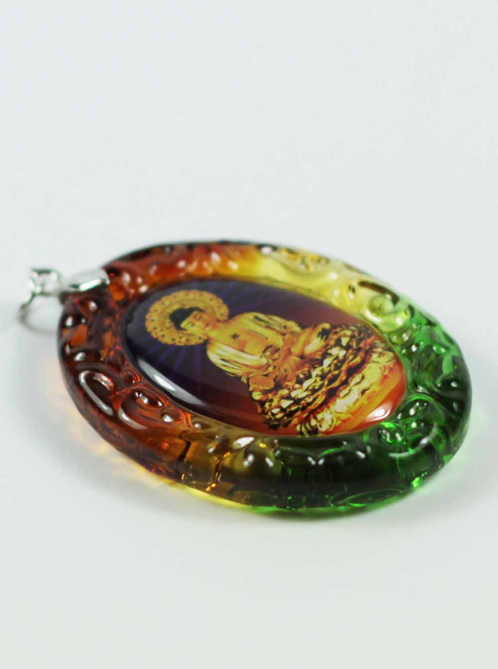 Amitabha Buddha Colour-glazed Glass Pendant