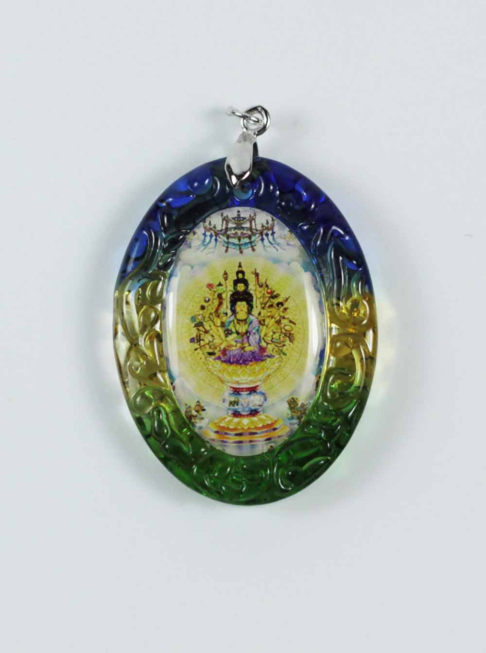 Avalokitesvara Bodhisattva Colour-glazed Glass Pendant