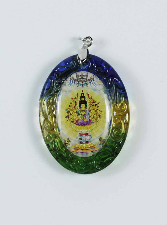 Avalokitesvara Bodhisattva Colour-glazed Glass Pendant