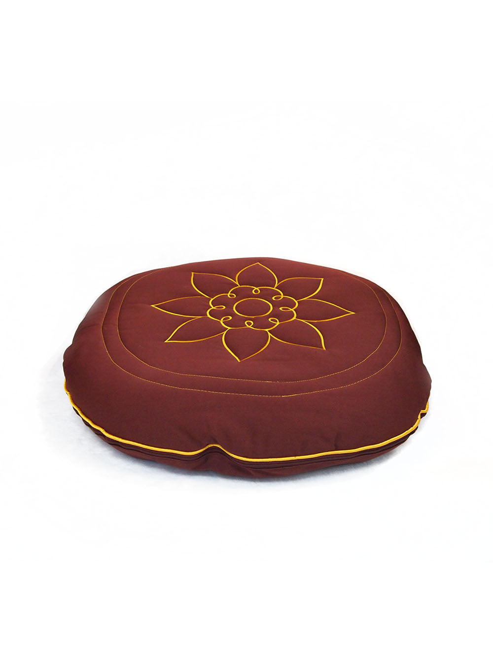 Circular Cotton Cushion with Lotus Embroidery