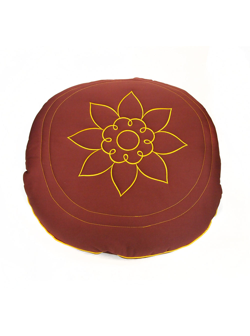 Circular Cotton Cushion with Lotus Embroidery