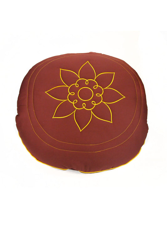 
					Circular Cotton Cushion with Lotus Embroidery				