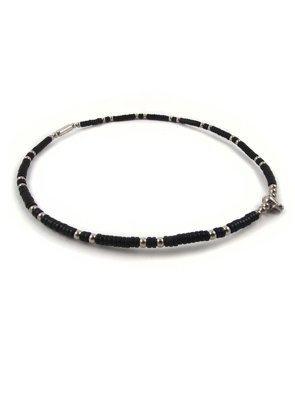 Coconut Shell One Hook Amulet Necklace with Silver Beads (51.5cm)