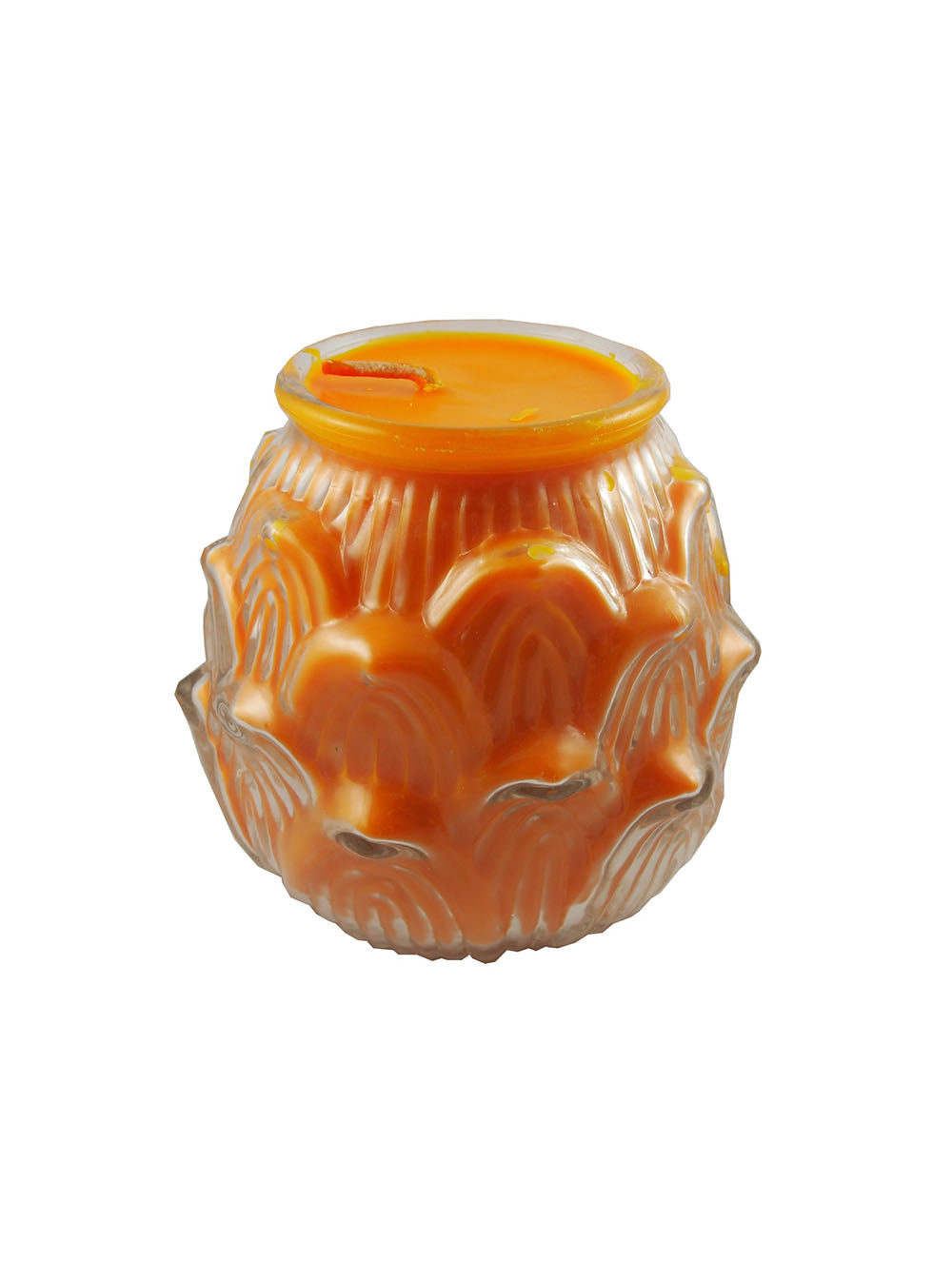 Lotus Embossed Shortening Candle Lamp in Orange (Large)