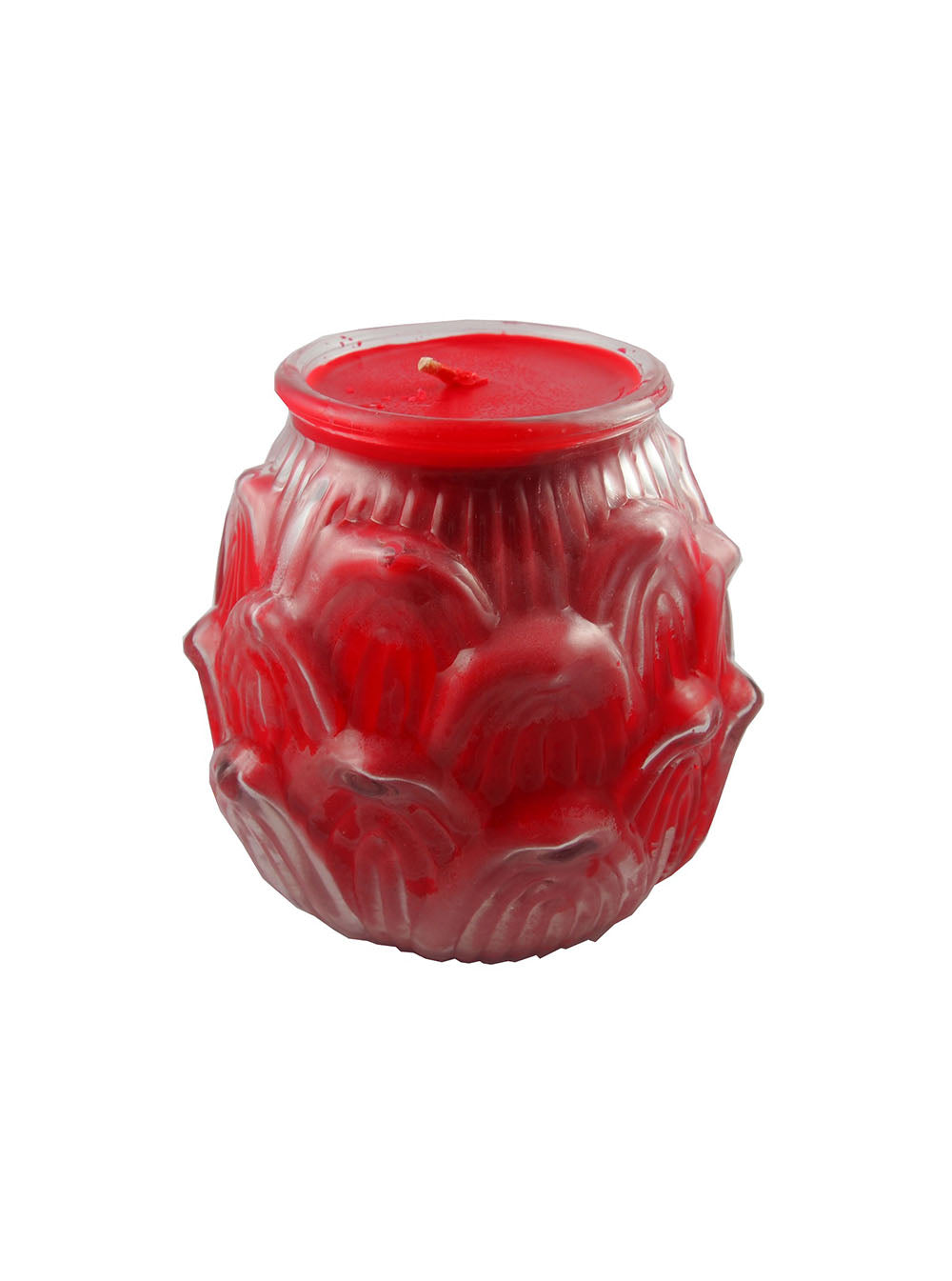 Lotus Embossed Shortening Candle Lamp in Red (Large)