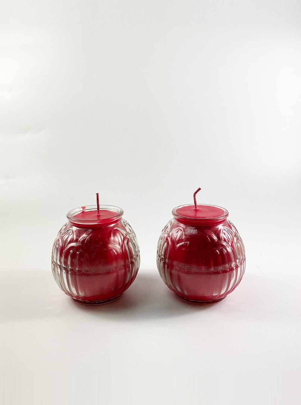 Lotus Embossed Butter Candle Lamp in Red (32 Hrs)