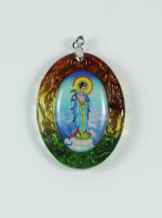 
					Maha-Sthama-Prapta Buddha Colour-glazed Glass Pendant				