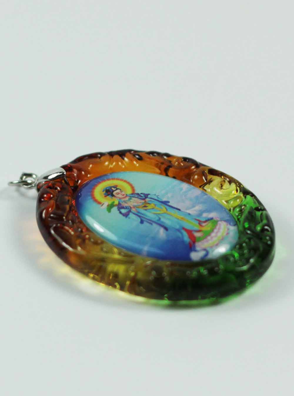 Maha-Sthama-Prapta Buddha Colour-glazed Glass Pendant
