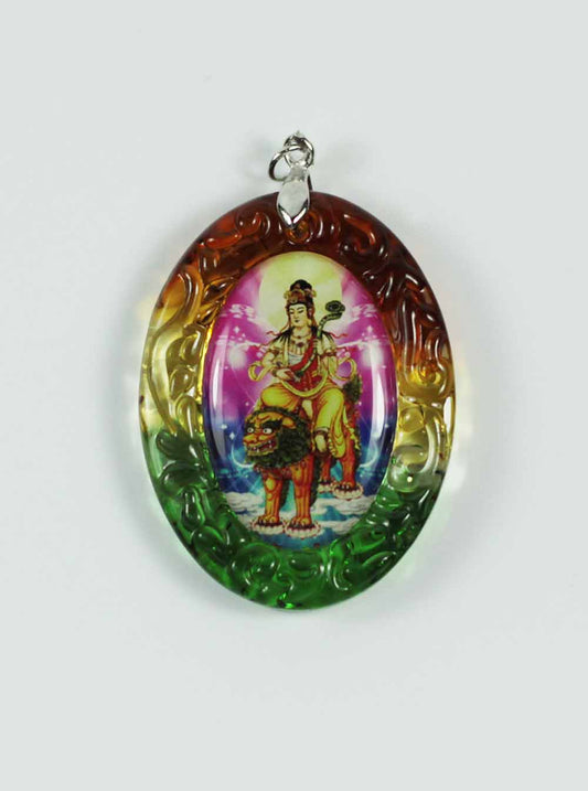 
					Manjusri Bodhisattva Colour-glazed Glass Pendant				