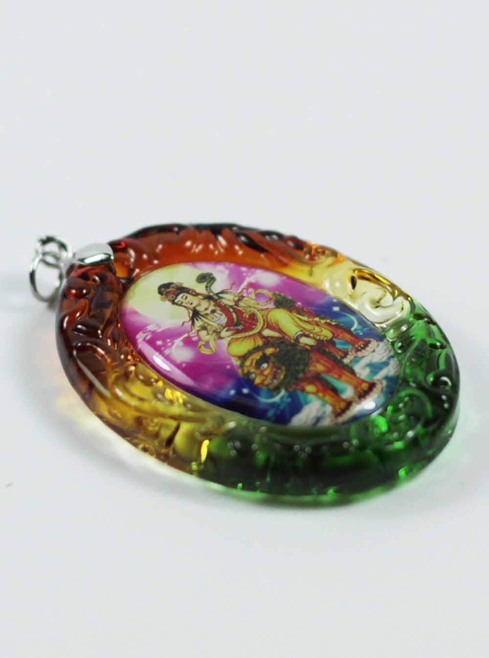Manjusri Bodhisattva Colour-glazed Glass Pendant
