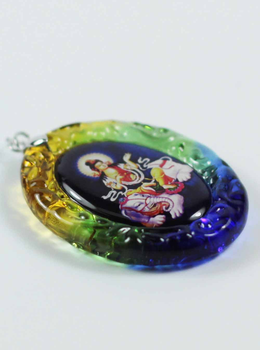 Samantabadra Bodhisattva Colour-glazed Glass Pendant