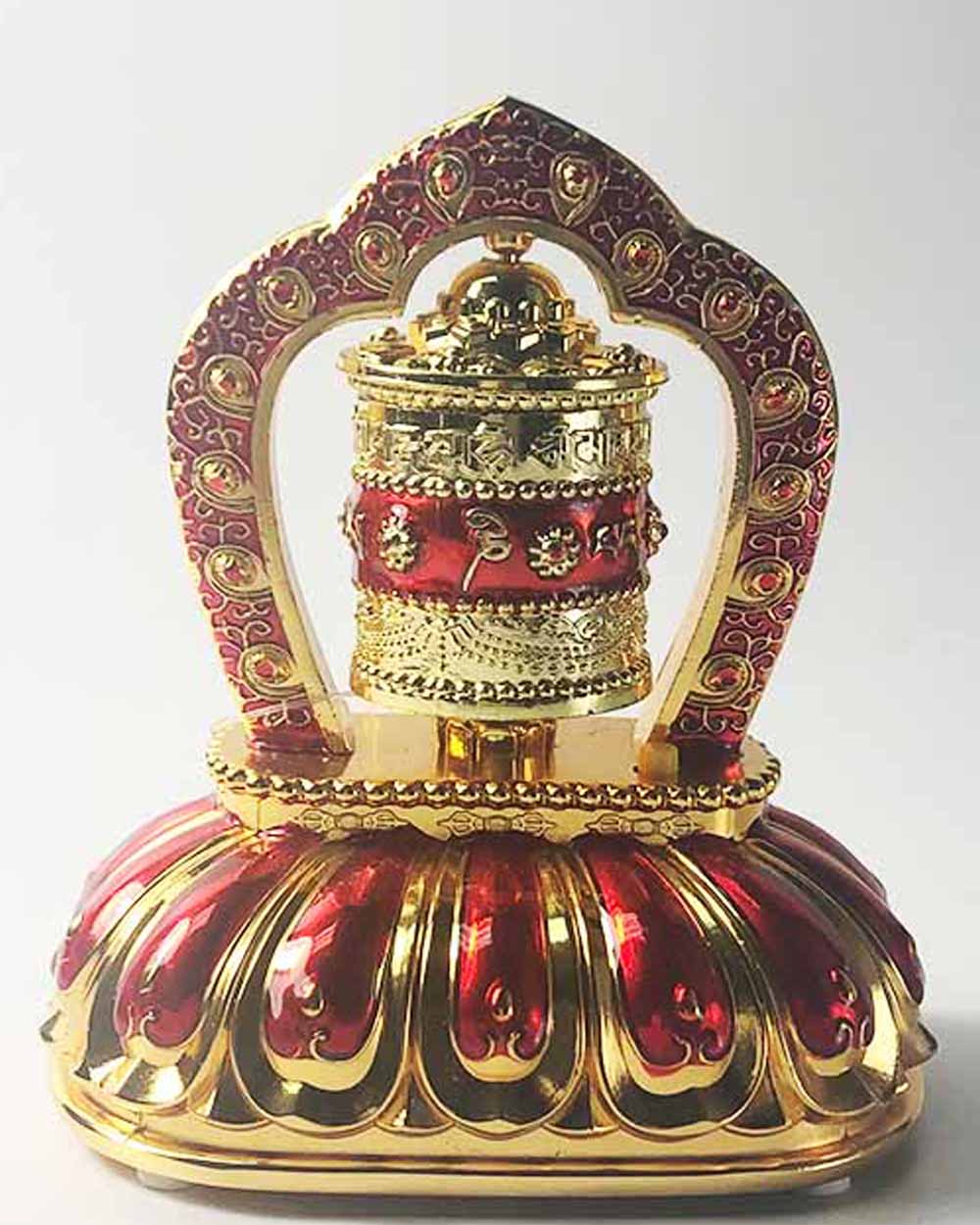 Solar-Powered Six-Syllables Mantra Red Prayer Wheel