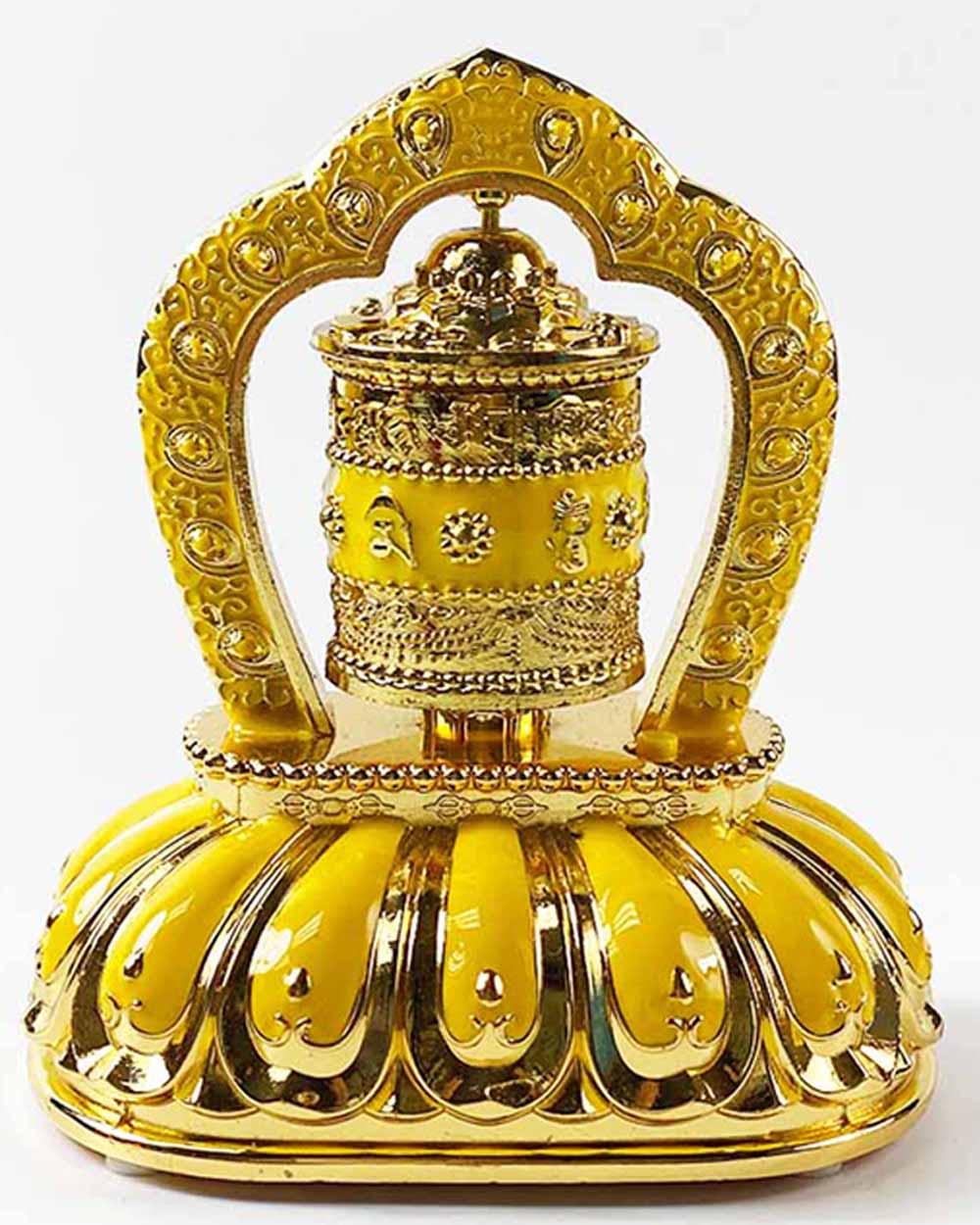 Solar-Powered Six-Syllables Mantra Yellow Prayer Wheel