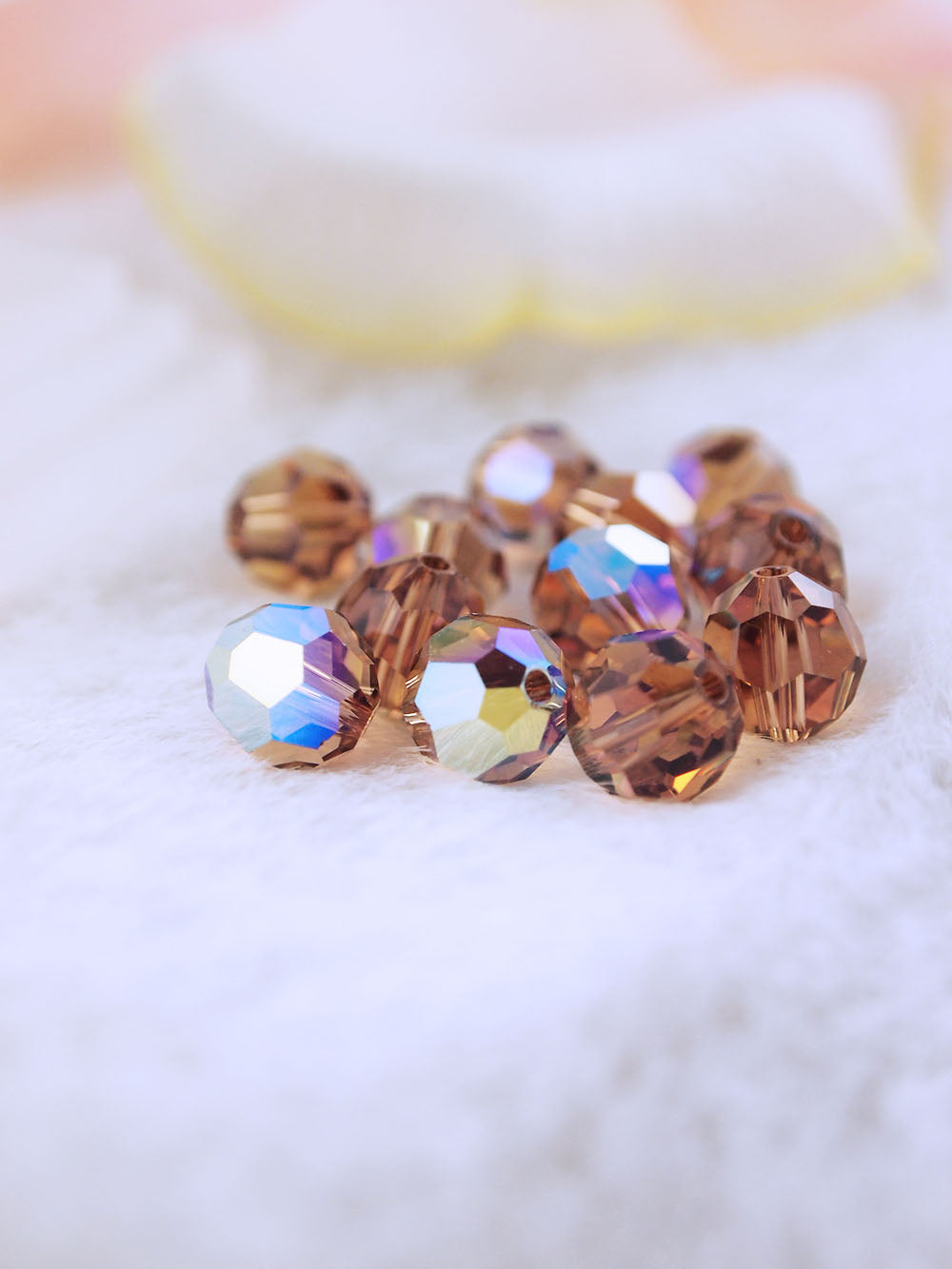 Swarovski Beads 5000 - 8mm - 12pc - Light-Smoke-Topaz-AB