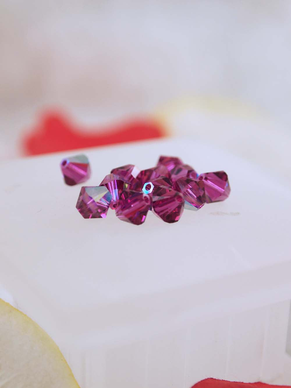 Swarovski Beads 5328 - 6mm - 12pc - Fuchsia AB