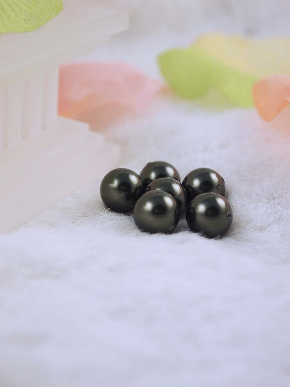 Swarovski Pearls 5810 10mm 6pc Crystal Dark Green Pearl