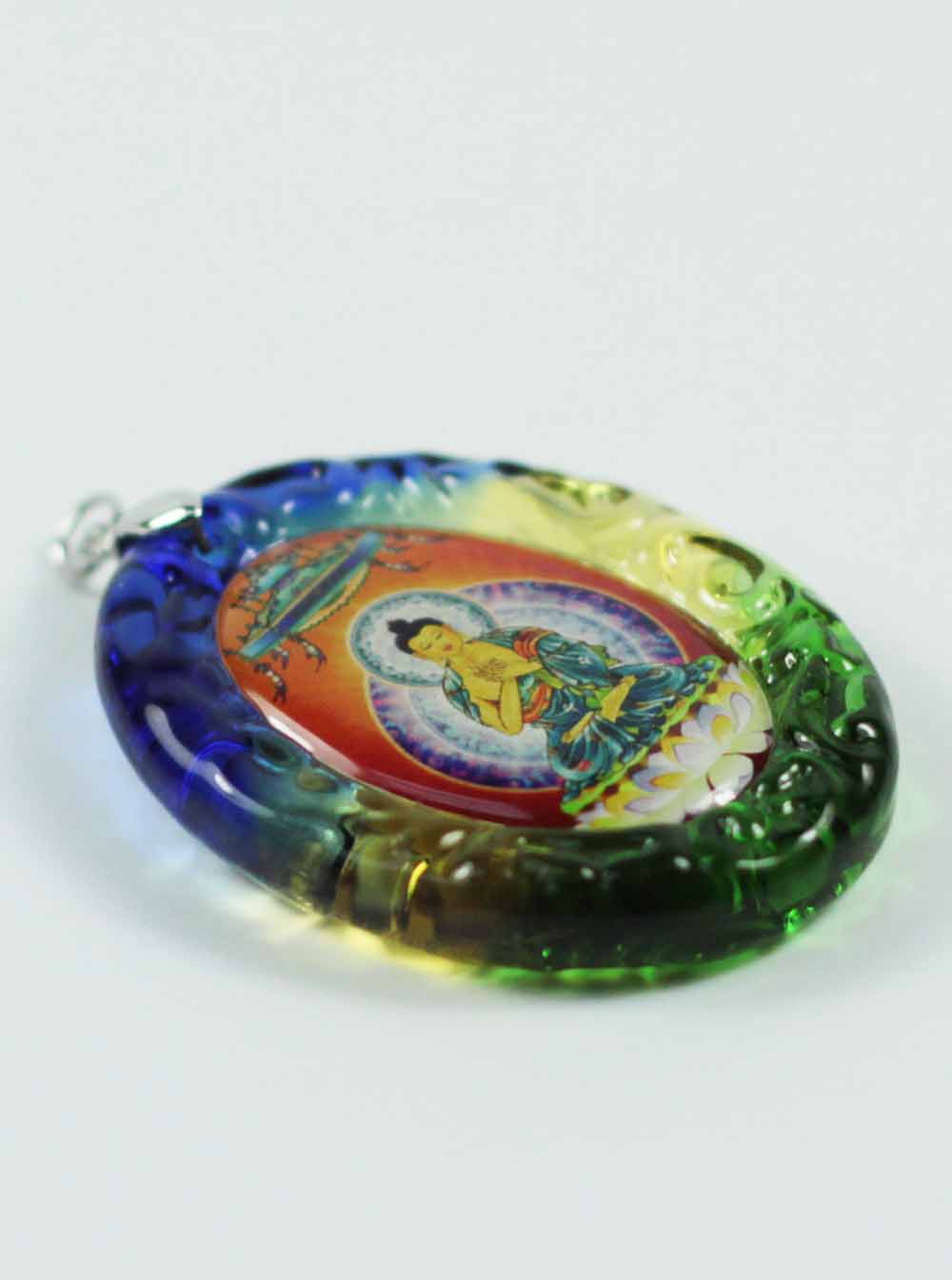 Vairocana Buddha Colour-glazed Glass Pendant