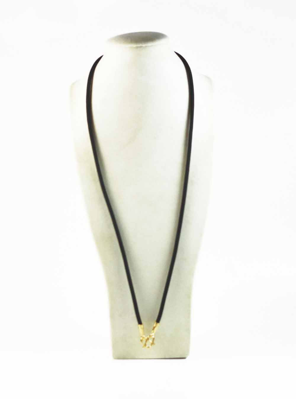 Black Nylon String One Hook Amulet Necklace in Gold (66cm)