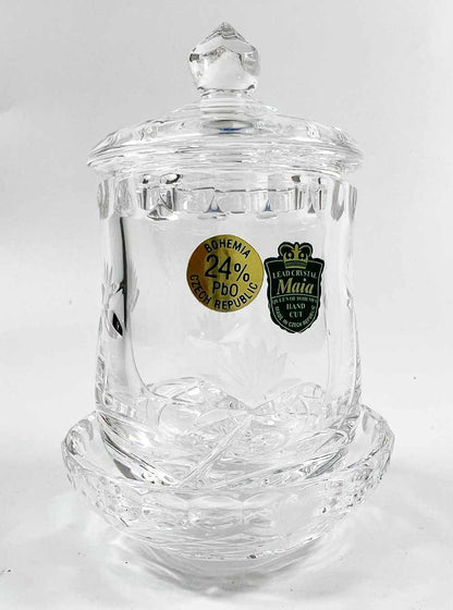 Bohemia Crystal Offering Cup with Lid and Plate 11.5cm