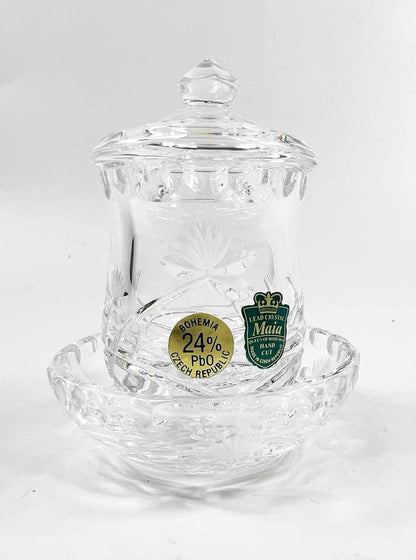 Bohemia Crystal Offering Cup with Lid and Plate 9cm