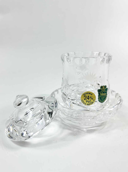 Bohemia Crystal Offering Cup with Lid and Plate 9cm