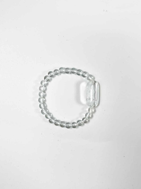 Clear Quartz Bracelet with Guan Yin Pendant 6mm