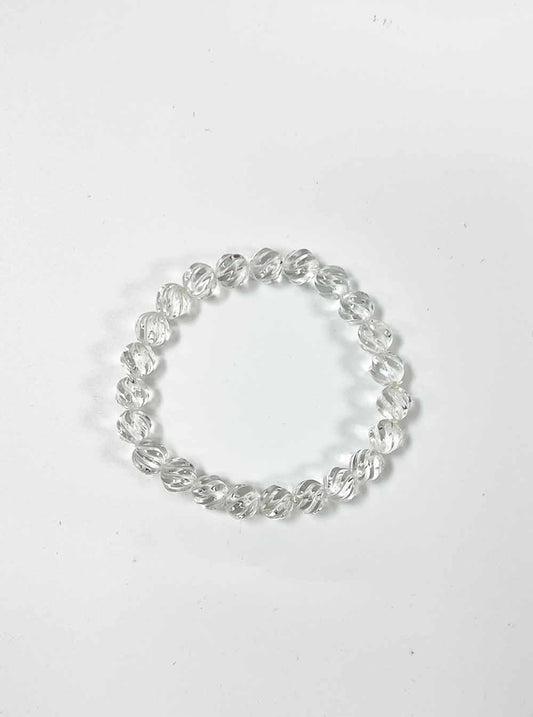 Clear Quartz Carved Beads Bracelet 8mm