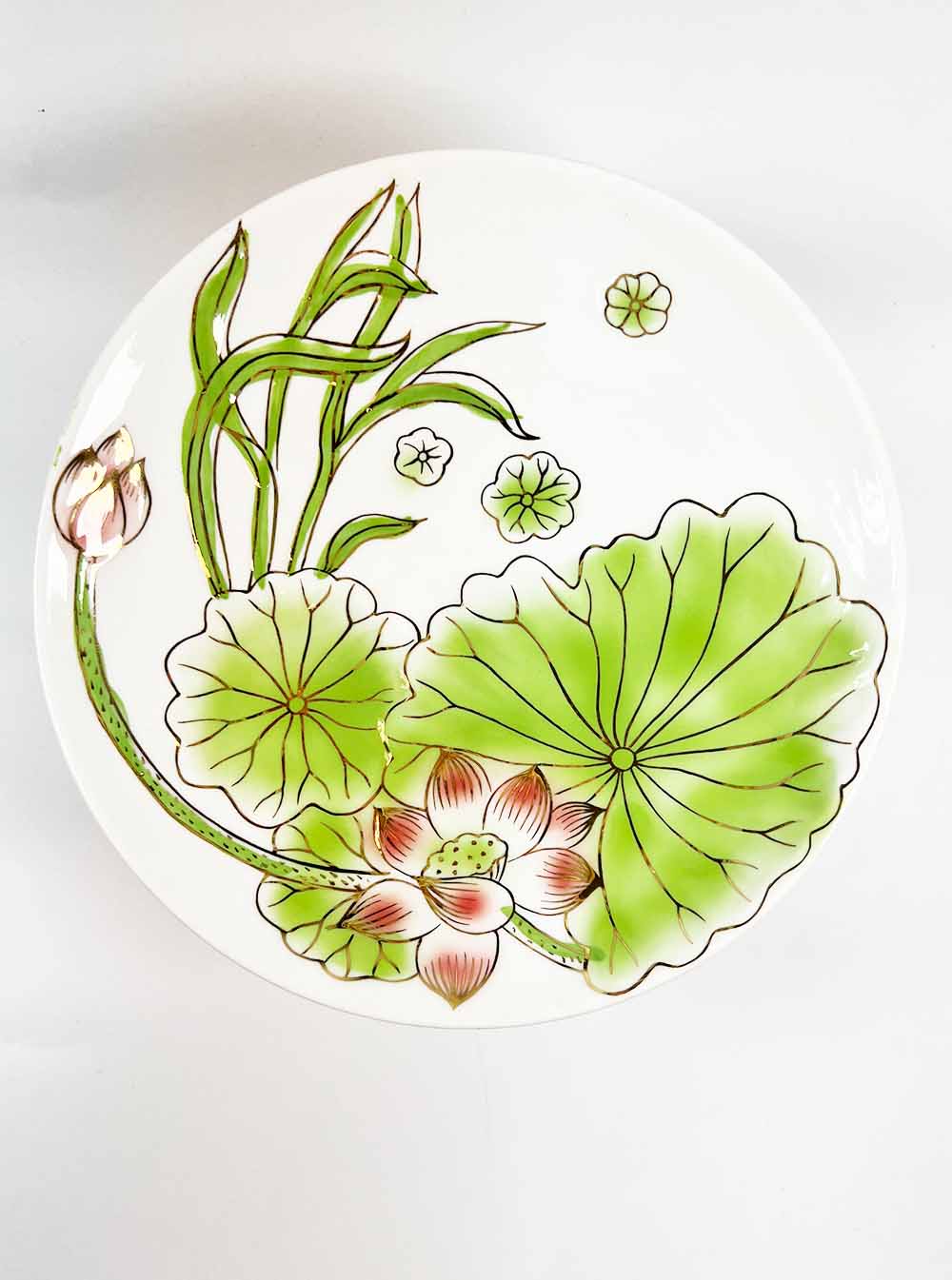 Coloured Lotus and Lilypad Offering Plate