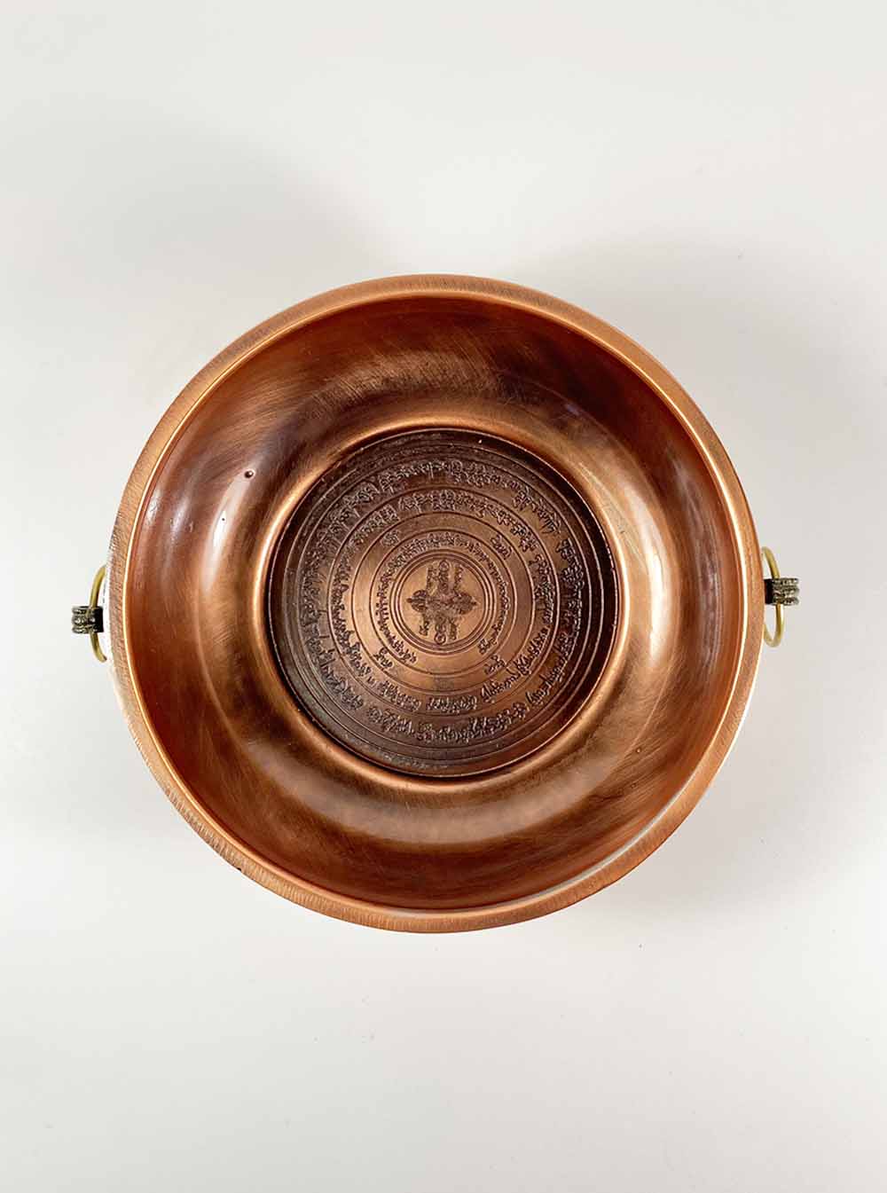 Copper Smoke Offering Plate with Six Realm Vajra Wheel Mantra