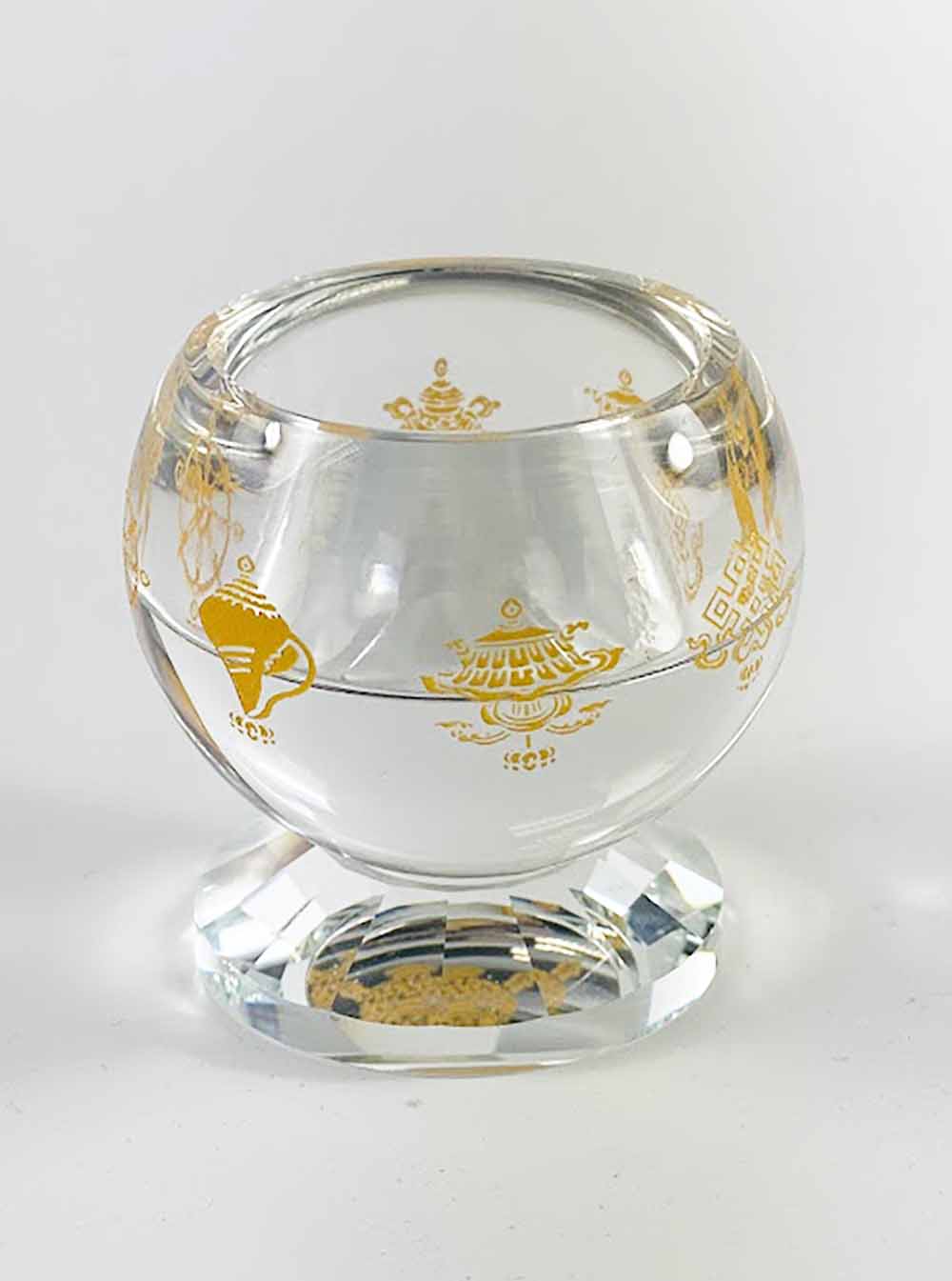 Eight Auspicious Symbols Crystal Rounded Candle Holder